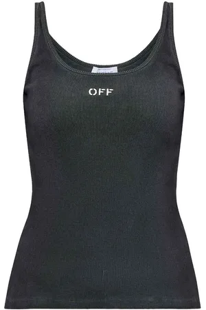 OFF-WHITE Canotta a costine con timbro largo