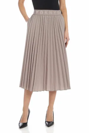 DKNY Gonna plissè color tortora con elastico logat