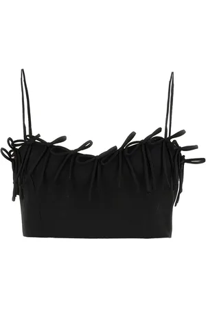 Ganni Top corto con fiocchi spalline sottili