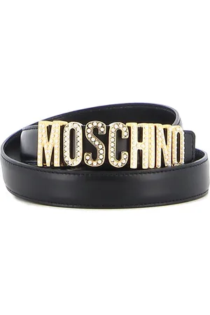 Moschino Cintura con logo dorato con perle