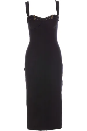 VERSACE Abito midi bustier con fibbia barocca