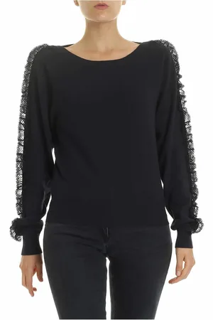 See by Chloé Pullover Ink Navy con dettagli in pizzo