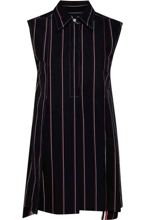 Thom Browne Vestito chemisier mini ampio con righe RWB