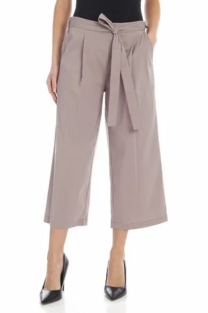 DKNY Pantalone crop color tortora con fiocco in vi