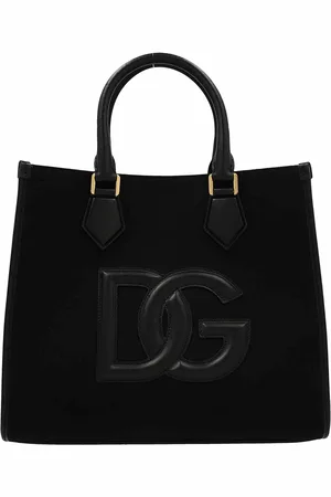 Dolce & Gabbana Shopper in canvas con logo in pelle