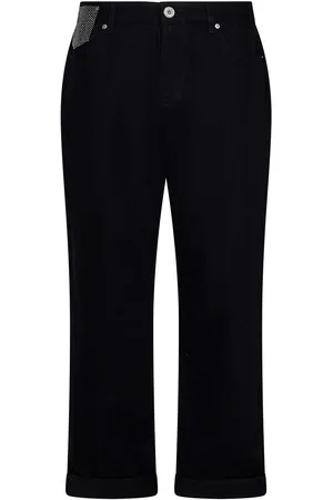 Balmain Jeans in denim con tasca con strass