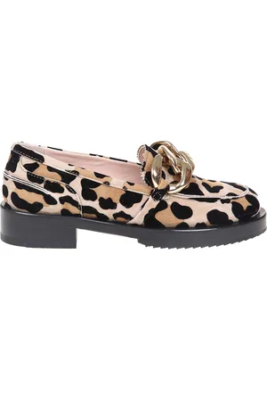 Nº21 Mocassini in suede con motivo leo