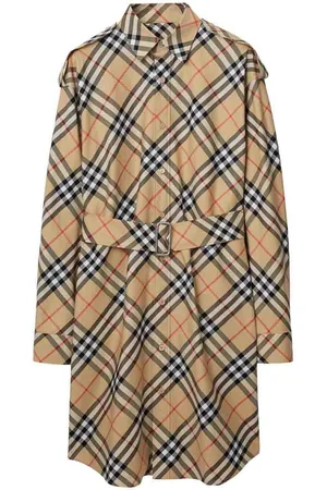 Burberry Abito chemisier in cotone con motivo check