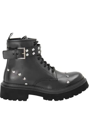 Les Hommes Stivaletti stringati con borchie sul retro