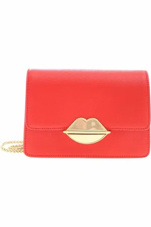 Lulu Guinness Borsa Polly in pelle martellata rossa