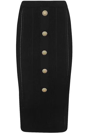 Balmain Gonna midi in maglia trasparente