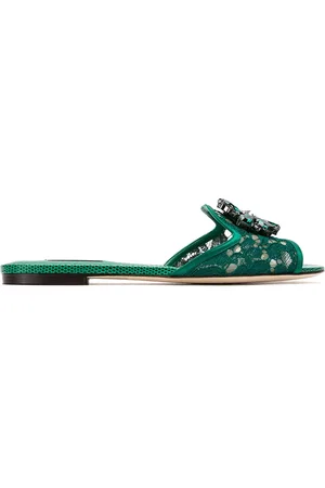 Dolce & Gabbana Sandali piatti in pizzo con hardware