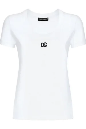 Dolce & Gabbana T-shirt bianca con logo ricamato