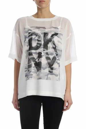 DKNY T-shirt bianca con stampa camouflage