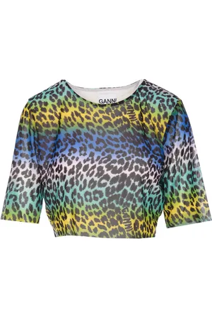 Ganni T-shirt leopardata corta