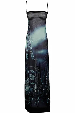 Jean Paul Gaultier Vestito sottoveste in rete stampato Pigalle
