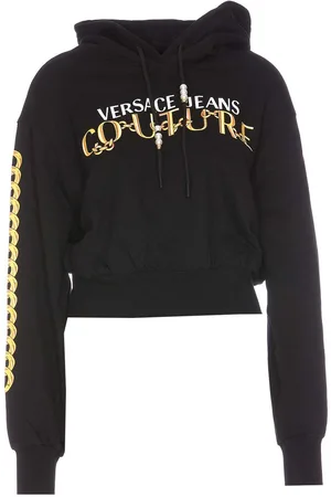 VERSACE Felpa cropped con stampa logo catena