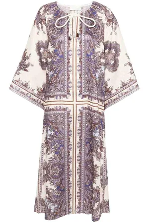 ZIMMERMANN Vestito longuette in lino con stampa Paisley