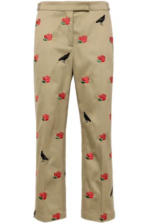 Thom Browne Pantaloni In Cotone Corvo E Rose
