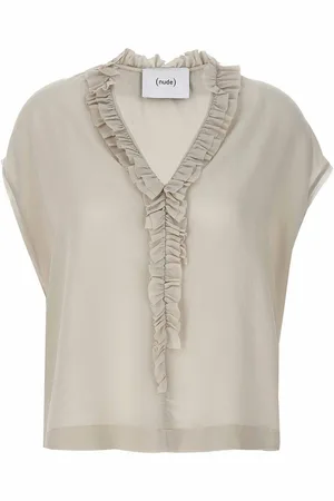 NUDE Blusa in seta con volant