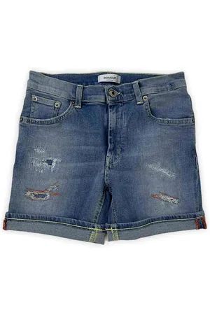 Dondup Bermuda in denim chiaro con strappi