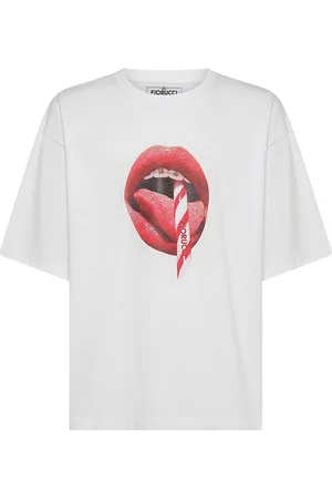 Fiorucci T-shirt in cotone con stampa della bocca