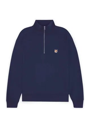 Maison Kitsuné Felpa con mezza zip comfort con toppa