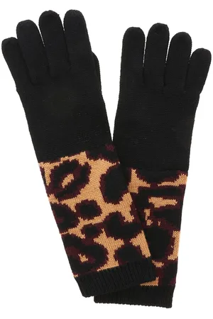 Lulu Guinness Guanti Wild cat neri e