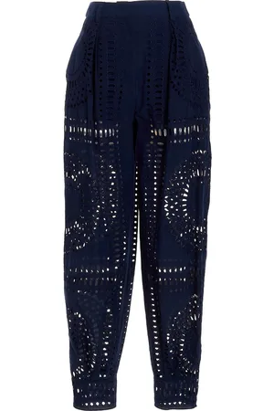 Alberta Ferretti Pantalone in cotone ricamato