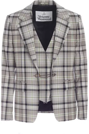Vivienne Westwood Giacca a quadri grigia con gilet interno