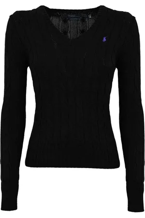 Ralph Lauren Maglione in Maglia a Trecce Con Scollo A V