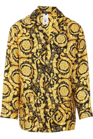 VERSACE Camicia in seta stampata con logo Barocco
