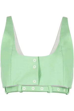 Ganni Crop top in cotone con chiusura frontale
