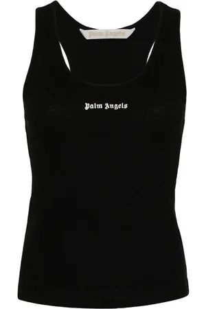 Palm Angels Canotta a costine con logo ricamato