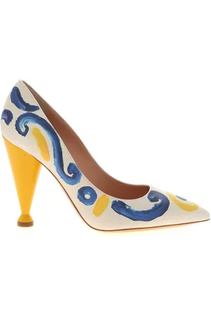 Moschino Majolica print pumps in ice color