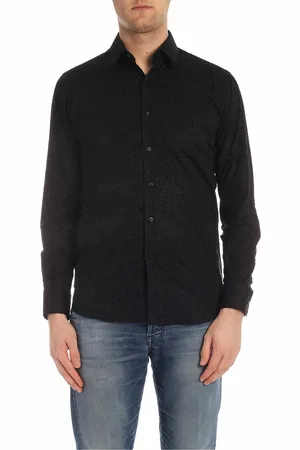 Karl Lagerfeld Camicia nera con pois flock