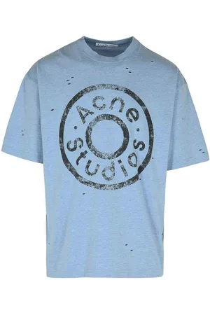 Acne Studios T-shirt azzurra in misto cotone