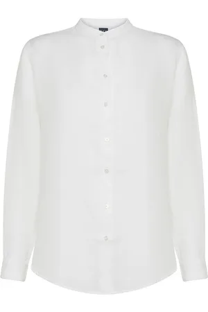 FAY Camicia In Lino Con Collo Alla Coreana
