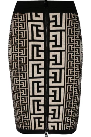 Balmain Gonna a vita alta con monogramma