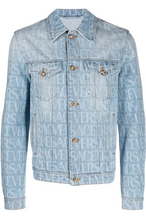 VERSACE Giacca in denim con logo all over