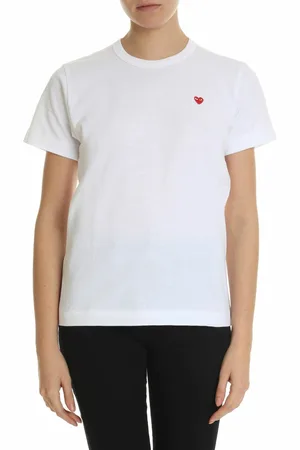 Comme des Garçons T-shirt bianca con cuore rosso