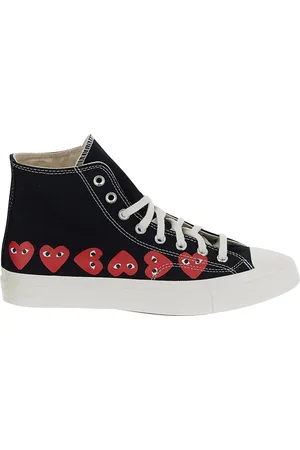 Comme des Garçons Sneakers alte nere con stampa a cuore