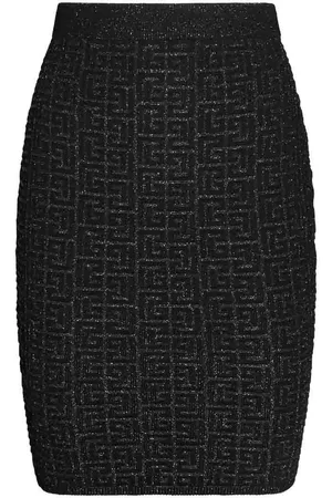 Balmain Gonna midi in viscosa nera