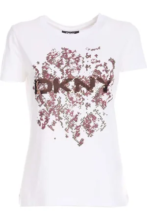 DKNY T-shirt bianca paillettes logo