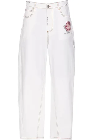 Marni Pantaloni In Denim Con Toppa A Fiore