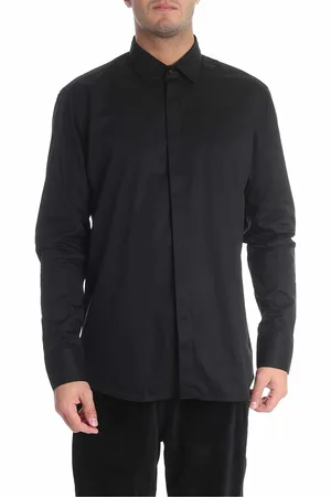 Karl Lagerfeld Camicia nera con inserto a pois sul collo