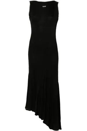 OFF-WHITE Vestito midi a coste con perline