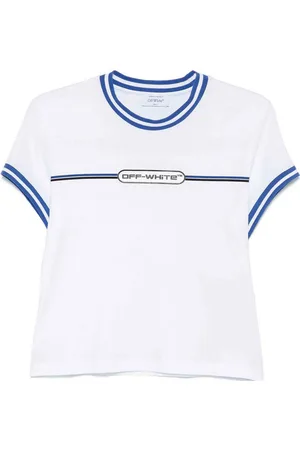 OFF-WHITE T-shirt a righe con stampa logo anni 