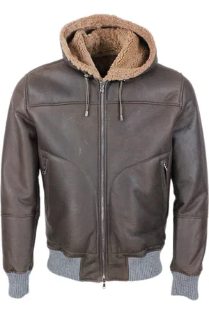 BARBA Giubbotto in shearling con polsini a coste