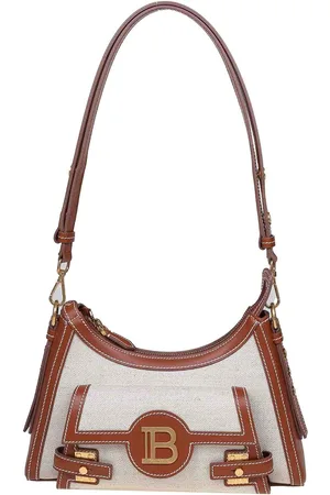 Balmain B-Buzz Hobo In Canvas E Pelle